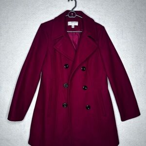 Anne Klein Burgundy Double Breasted PeaCoat Size M